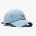 Hellblaue Baumwoll-Baseballkappe mit beige gesticktem R-Logo im amerikanischen College-Stil - Verstellbar / Graublau