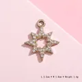 Golden snowflake charm with crystals for DIY jewelry, 2.2cm x 1.9cm, 1.4g weight - Gold North Star Style 11
