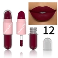 Matte bessenrode 2-in-1 lipglazuur, capsule-ontwerp, tint 12, gladde fluwelen afwerking - Kleur 12