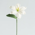 Handmade crochet white lily flower ornament with yellow stamens and green leaves - Lily - White