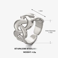 Bague ouverte réglable en acier inoxydable argenté avec motif de chaîne tressée - Bague en Acier