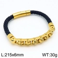 Bracciale da uomo punk in pelle intrecciata con perle mantra dorate e teschio decorato - Stile Perline Mantra Spinner / Oro