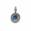 Silver round pendant with a star-shaped blue gemstone and integrated hanging loop - Silver - December