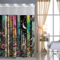 Detail of waterproof butterfly print shower curtain with durable silver metal grommets - Fantasy Castle - Single Shower Curtain