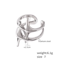 Polished titanium steel ring with silver star design and 2.5cm height size 7 - US 7 / Steel