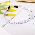 Cute purple and white polka dot fabric headband with floral pattern for girls - Purple and White with Colorful Dots