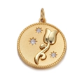 Detailed copper gold-plated tulip pendant with sparkling zircon and rope edge - Pendant Only (Without Chain)