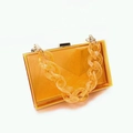 Chic orange transparent acrylic crossbody bag with chunky resin chain and silver clasp - Transparent Orange