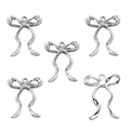 Set of 5 silver hollow bow alloy pendants for DIY necklace and jewelry making - No. 25 Bowknot-Silver-25*33mm