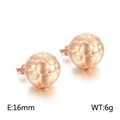 Boucles d'oreilles football or rose 16mm en acier inoxydable creux pour femme - Or Rose (KE109066-KFC)
