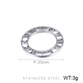 Ciondolo traforato da 35mm in acciaio inossidabile argento con numeri romani 3g - Pendente Tondo a Numeri Romani Traforato Argento (KLJ331-Z)