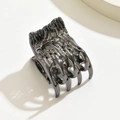 Pinza para el pelo minimalista de metal negro con diseño de esqueleto y textura de puntos - Negro
