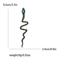Spilla a forma di serpente dorata con strass verdi e dettagli chiari su dimensioni e peso - Verde 4368-GN