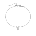Cavigliera minimalista in acciaio inossidabile con ciondolo a lettera V argento lucido - V-Acciaio