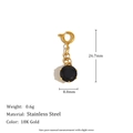 18K gold plated stainless steel heart spring clasp pendant with black zircon stone - Black Gemstone Style (N2662-1)