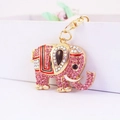 Portachiavi a forma di elefante con strass rosa in metallo dorato per borsetta - Rosa