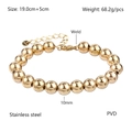 Minimalist golden beaded stainless steel bracelet featuring 10mm beads and a PVD coating finish - 10mm Bead Diameter - Lobster Clasp Chain (YB-1069G-10mm)