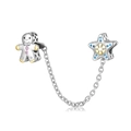 S925 sterling silver gingerbread man and star snowflake safety chain for charm bracelets - Gingerbread Man Safety Chain