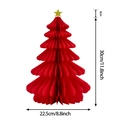 Sapin de Noël en papier alvéolé rouge avec étoile dorée et dimensions détaillées - Sapin de Noël 30CM avec Étoile (Rouge)