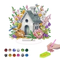 DIY acrylic diamond painting stand featuring forest cabin and colorful rhinestones kit - Forest Cabin