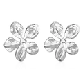 Silver hammered texture clover earrings in minimalist petal design on white background - Five-Leaf Flower Stud Steel (MS-427)