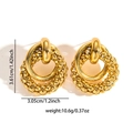 Detailed size specifications for gold vintage double-layer hollow titanium earrings - Twisted Wrap Titanium Steel Earrings 0841