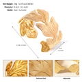 Adjustable golden stainless steel open cuff bracelet featuring detailed leaf patterns - Leaf Texture Style (BS-J5550G) / Gold