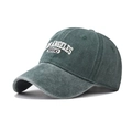 Berretto da baseball vintage in cotone lavato con ricamo Los Angeles in verde scuro - Verde Scuro