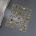 Adesivi per unghie 3D dorati Co-564 con farfalla cuore e disegni metallici 3D - Stile Serratura a Cuore Farfalla (CO-564) / Oro