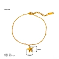 Gold plated stainless steel starfish pendant anklet with adjustable chain and size markers - Starfish Charm Bead Chain (YYA023028)