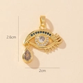 Golden evil eye pendant with blue sapphire zircon and teardrop detail, size 2.6cm x 2cm - Gold Sapphire Color Eye with Teardrop Pendant (V)