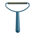 Portable manual lint remover for clothes with blue handle and gold metal shaving head - Blue