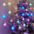 LED star and snowflake camping light string with colorful glow for tent decoration - Snowflakes + Stars (colorful) / 1.5m 10LED Battery