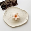 Plumeria hair claw clip in a creamy white and orange red gradient floral design - Small / Orange Gradient