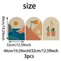 3-piece set of Bohemian arch wall stickers featuring cactus and palm tree in earth tones - Cactus Sunset Waves (UV80003T_R)