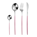 4-piece stainless steel cutlery set with pink frosted handles and silver mirror finish - Pink Silver 4-Piece Set