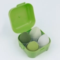 Set de 4 esponjas de maquillaje verdes en caja con tonos degradados para uso seco y húmedo - Caja de Color de 4 Rejillas Serie Verde