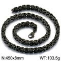 Chaîne byzantine noire en acier inoxydable pour hommes, largeur 8mm et longueur 45cm - Noir 8mm / 45cm