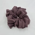 Detail of soft purple chiffon hair scrunchie showing rich pleated fabric texture and elasticity - Purple (6-10)