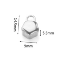 Silver stainless steel lock pendant charm with 14.5mm height and 9mm width dimensions - Petal Lock-8 / Steel