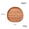 Irregular wooden serving tray for snacks with natural wood grain 21cm size - 21x20.5cm / Style C