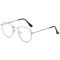 Occhiali da sole minimalisti con montatura in metallo poligonale argento e terminali neri - Montatura Argento/Lenti Anti-Luce Blu