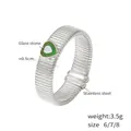 Retro Ring aus 18k vergoldetem Edelstahl mit grünem herzförmigem Glasstein - US 6 / Silber/Grün