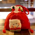Sacchetto regalo natalizio in peluche rosso con pupazzo di neve, misura 23x20cm - Pupazzo di Neve