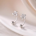 Elegant 925 silver plated flower stud earrings with a minimalist screw-back design - Minimalist Petal Shape (A269)