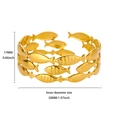 Detailed view of 18K gold plated fish pattern bangle with 17mm width and 50mm inner diameter - Gold Continuous Fish / Gold