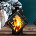 Bronze Christmas lantern with deer motif and LED candle for festive desktop decoration - Bronze Reindeer