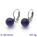 Purple faceted glass crystal hook earrings with silver hooks for women 18x10mm - Silver Dark Purple