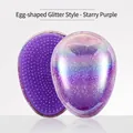 Starry purple egg-shaped glitter detangling hair brush with shimmering finish - Egg Glitter / Starry Purple
