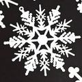 White plastic snowflake ornament with hexagonal star design for Christmas decoration - 7.5cm 12-petal Snowflake